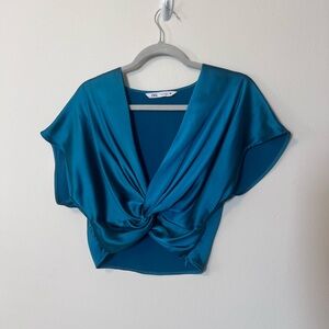 Zara satin twist crop top
